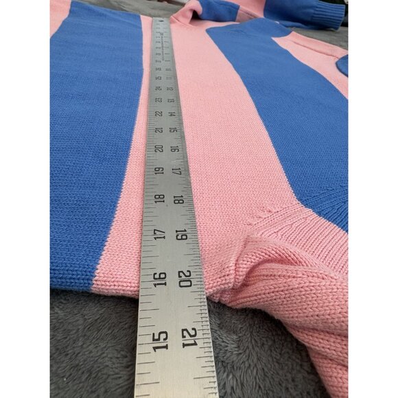 J.Crew Men's Striped Knit Heritage Cotton Crewneck Sweater M Blue Pink Preppy - Picture 7 of 8